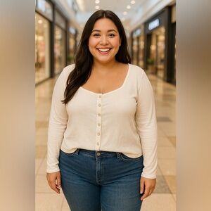 Anthropologie’s Maeve white button tee 2x